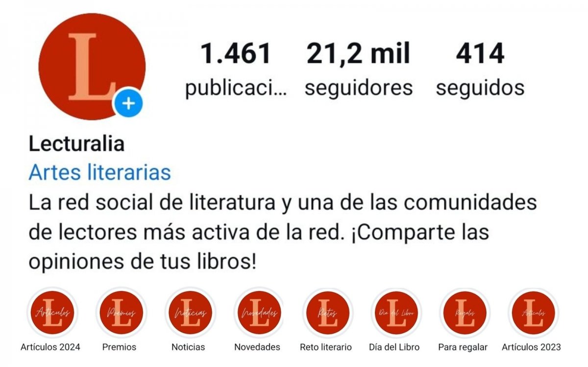 Perfil de Lecturalia en Instagram con historias destacadas