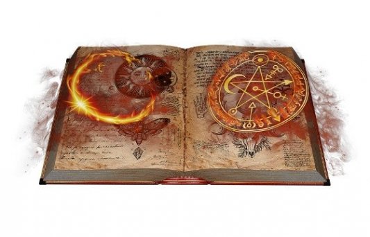 Libro de magia con hechizos.
